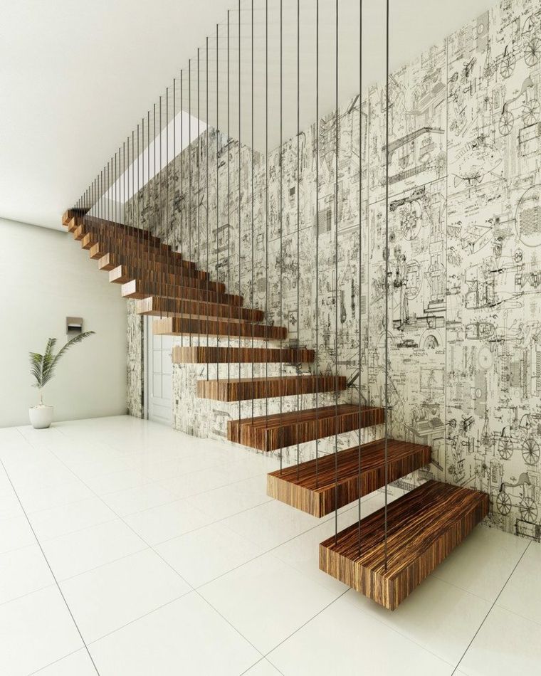 escaleras modernas madera café