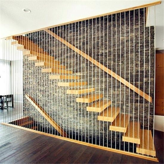 escaleras modernas madera lineal barandal acero