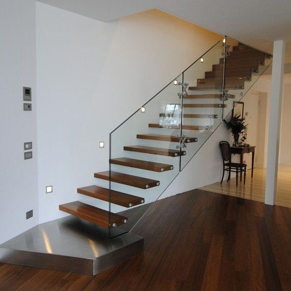 escaleras modernas madera y cristal