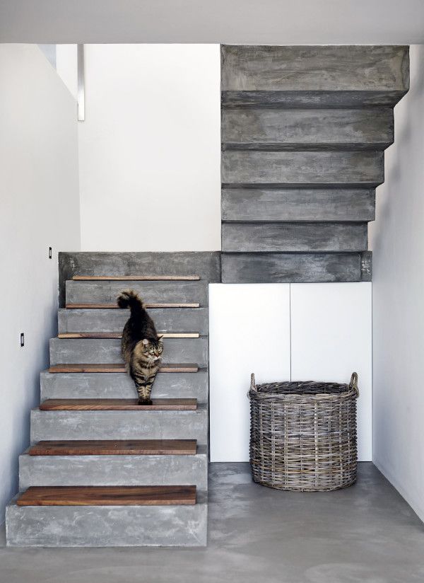 escaleras minimalistas concreto madera