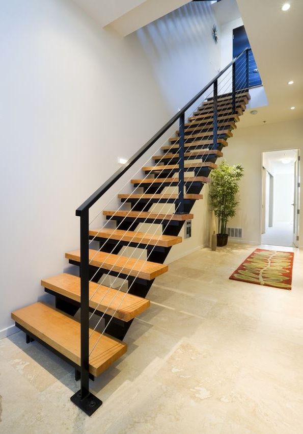 escaleras modernas madera barandal acero