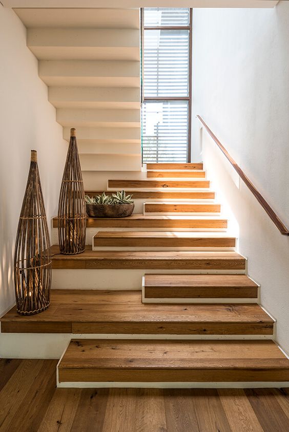escaleras modernas madera huellas